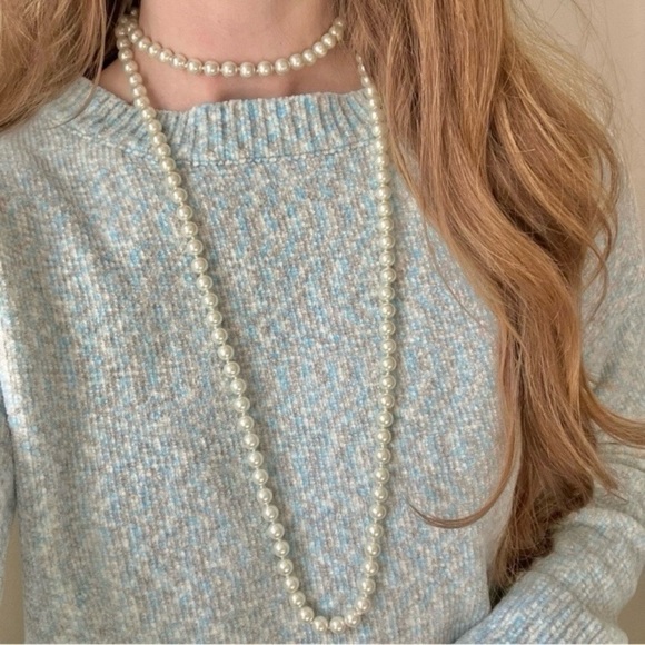 White Long Pearl Necklace Vintage “Leda”  46” Classic Elegant Femme Simple - Picture 1 of 11